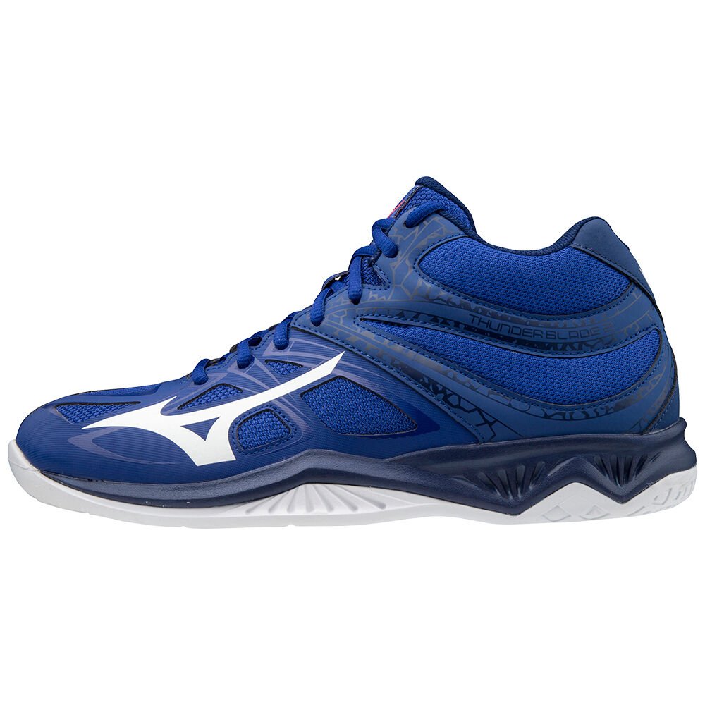 Mizuno Thunder Blade 2 Mid - Bayan Voleybol Ayakkabısı - Mavi/Beyaz/Pembe Türkiye (WNGTMR-754)